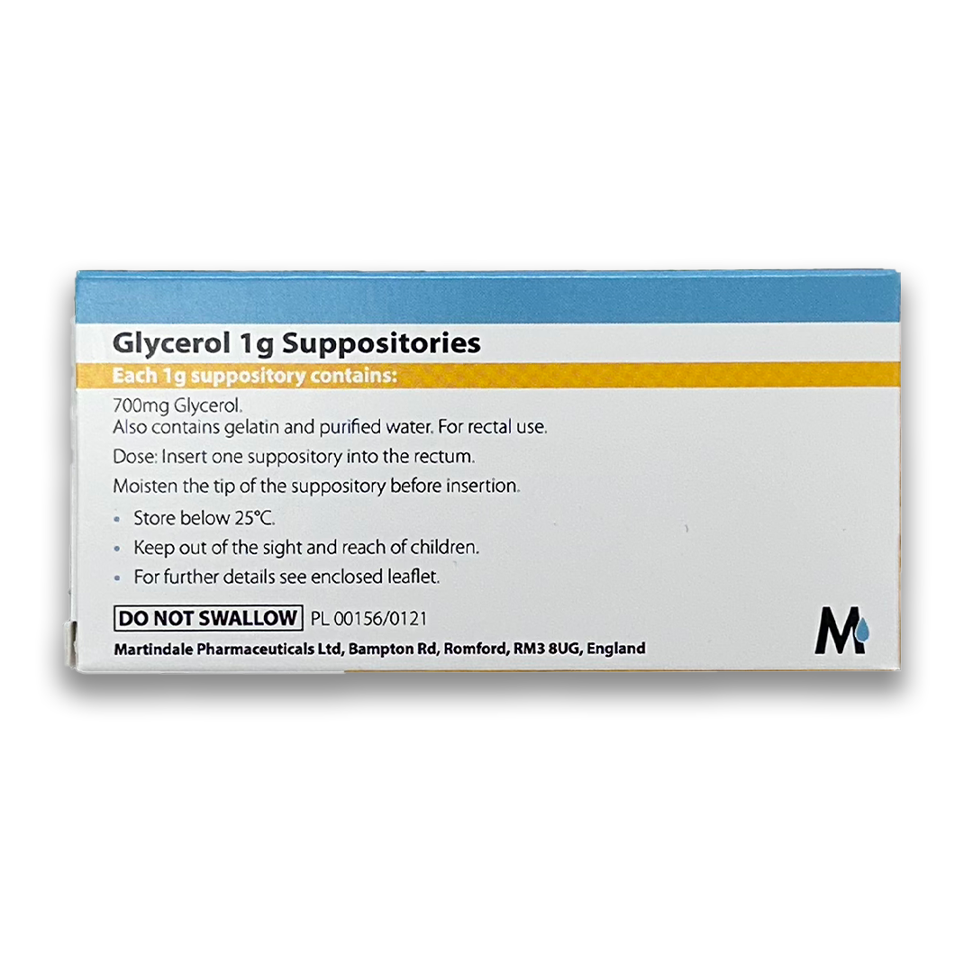 Glycérol 1 g pour la constipation, taille nourrisson – 12 suppositoires (la marque peut varier)