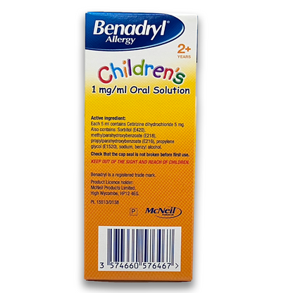 Benadryl Allergy Children's 1mg/ml Oral Solution